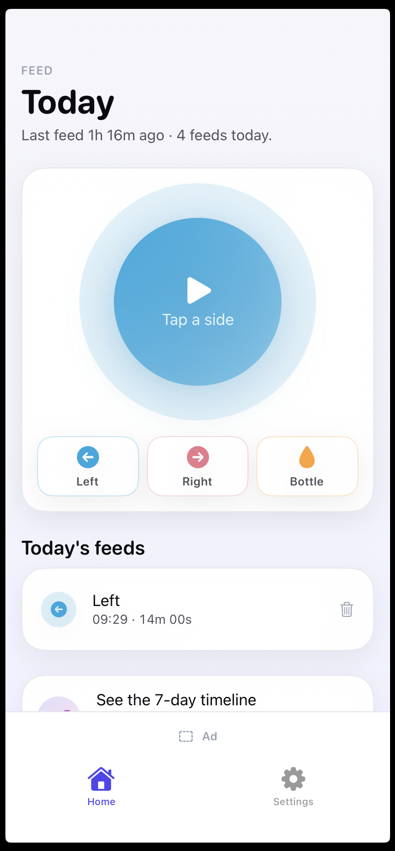 Feed Tracker — home screen
