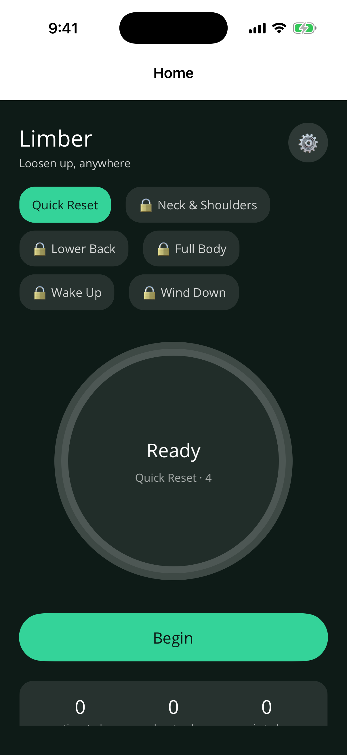 Limber — home screen