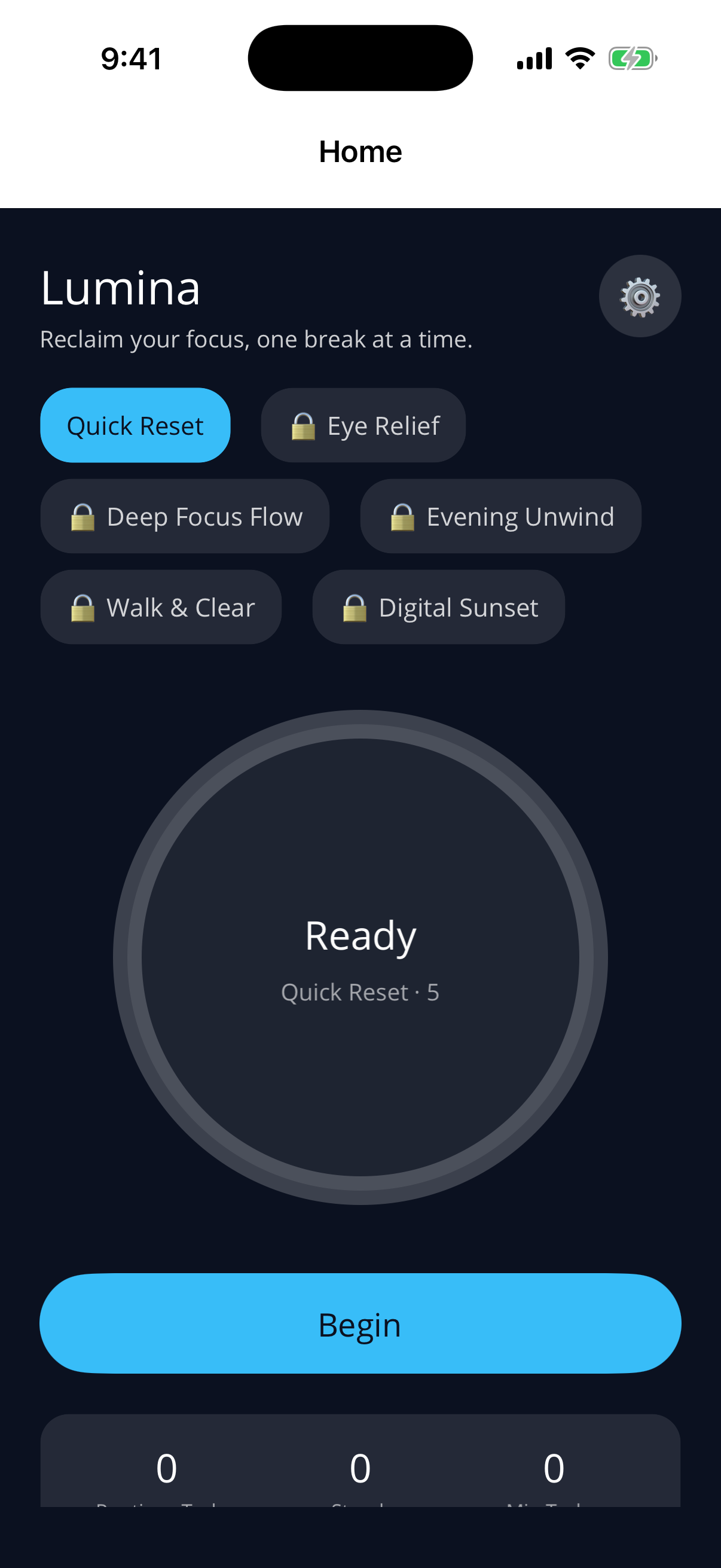 Lumina: Gratitude Journal — home screen