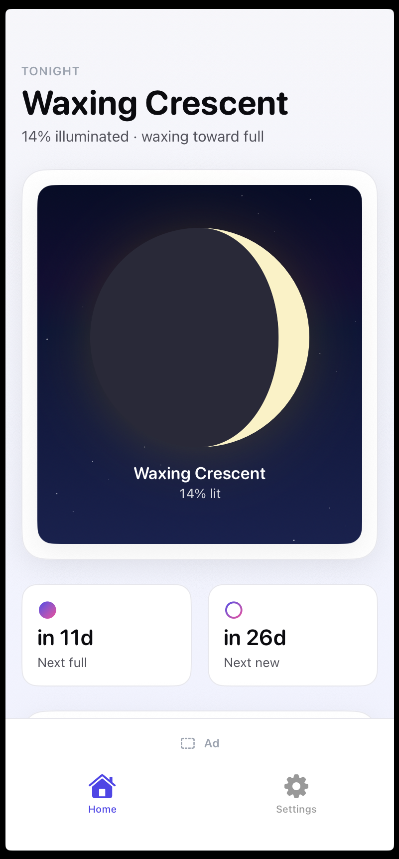 Moon Phase — home screen