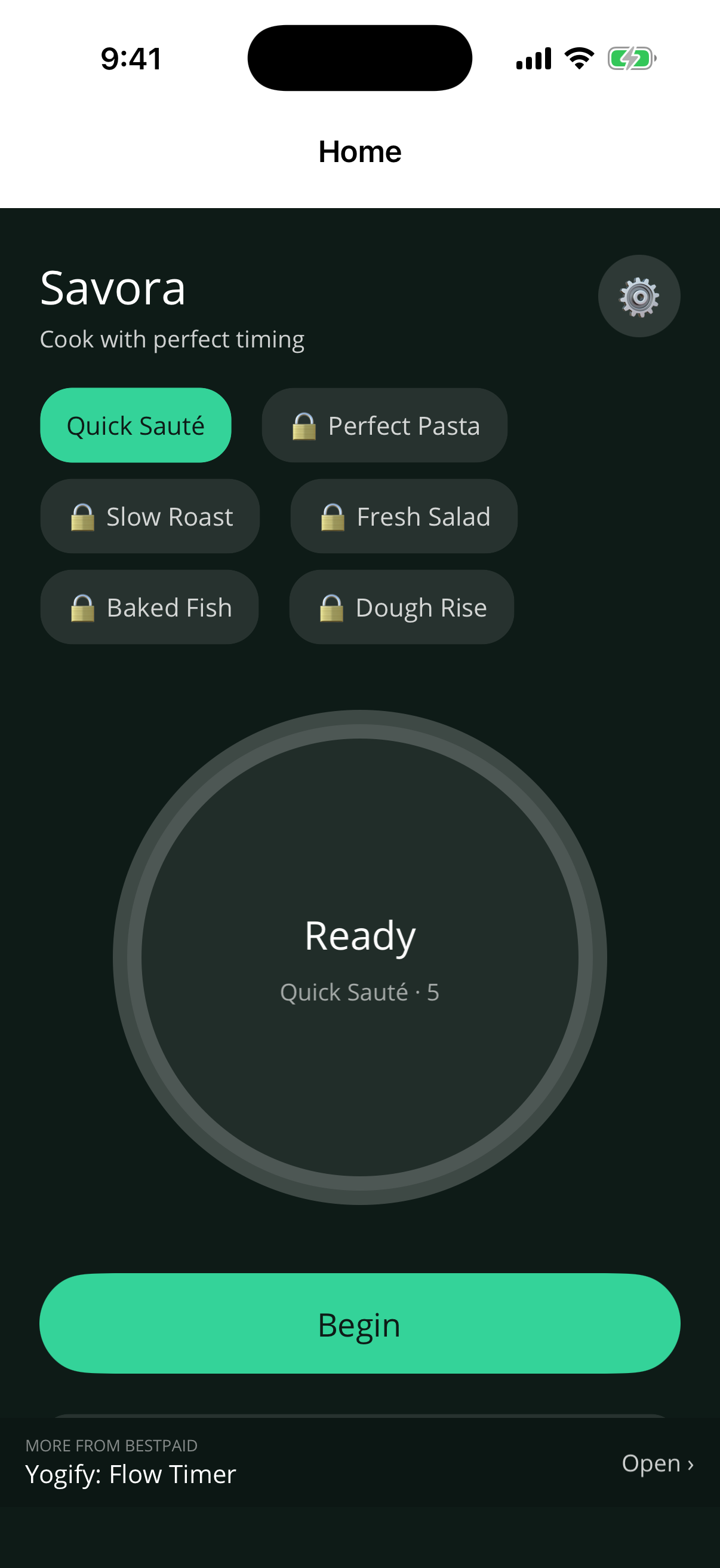 Savora — home screen