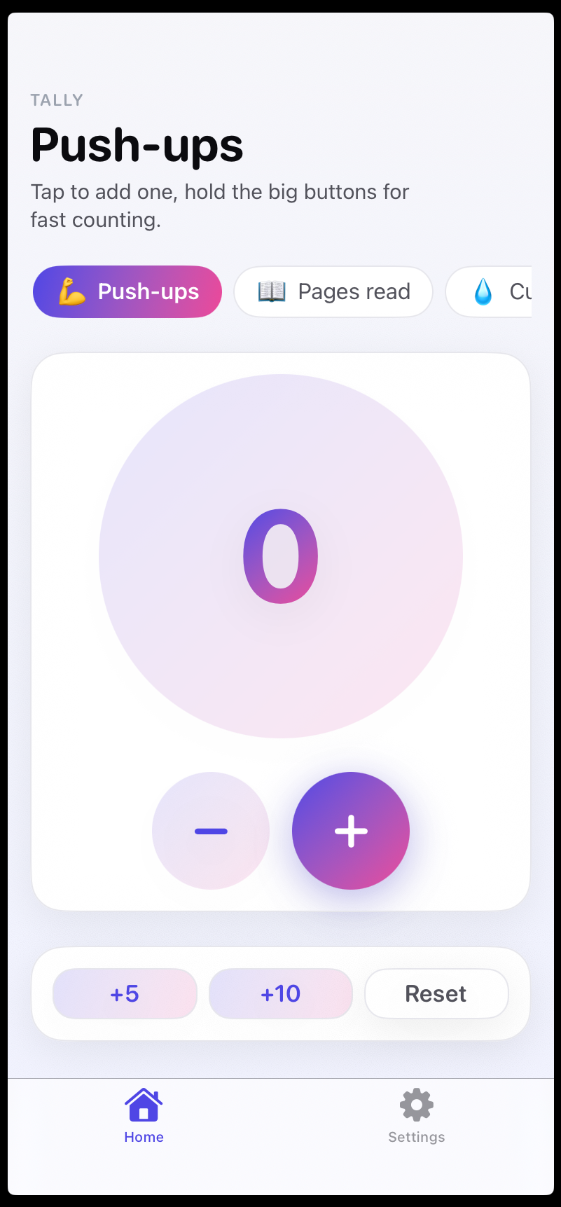 Tally Counter — home screen