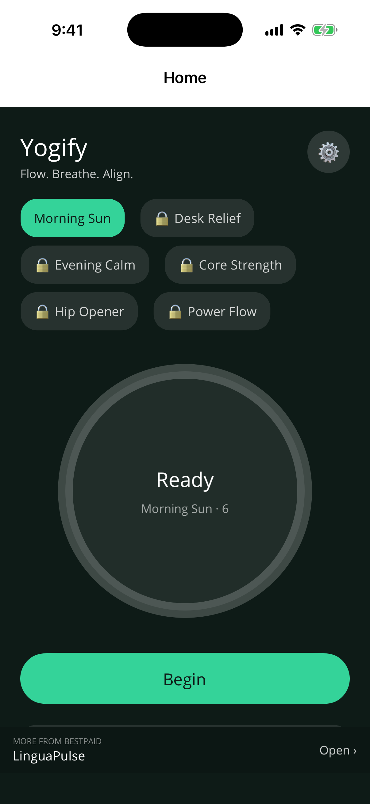 Yogify: Flow Timer — home screen